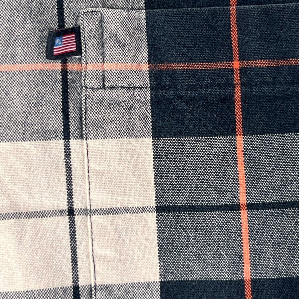 Ralph Lauren Polo Jeans Co XL Plaid Button-Up Shirt XL Long Sleeve Black Orange - Picture 4 of 12